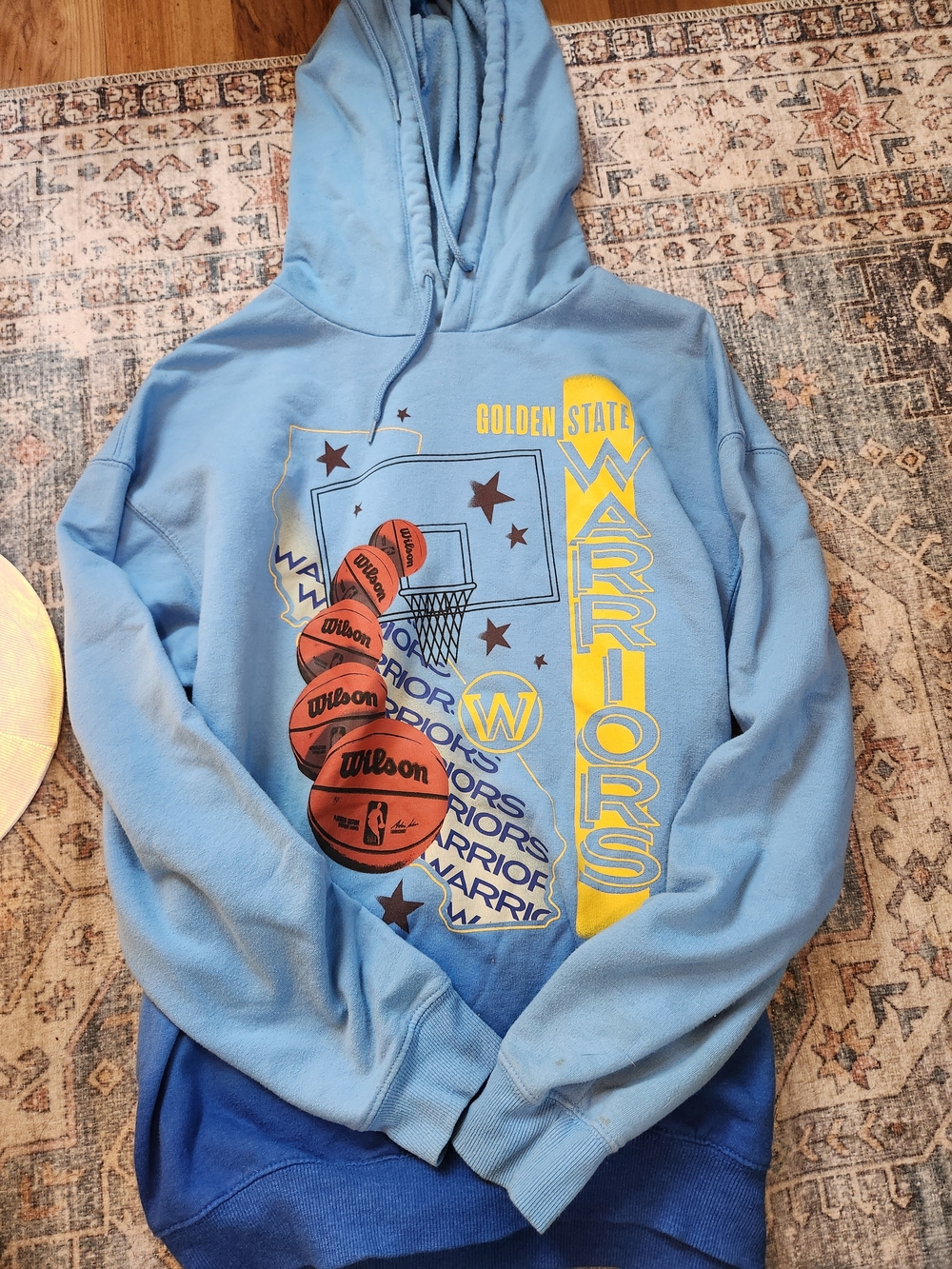 NBA Light Blue Pullover Hoodie with White NBA Logo